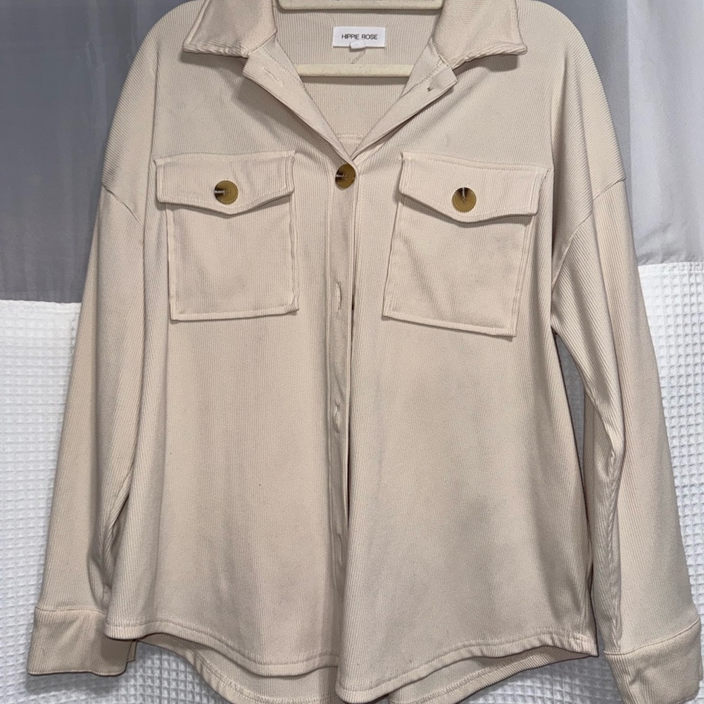 Hippie Rose Cream Button-Up Jacket